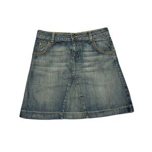 Boden Womens Size 10 Antique Wash A-Line Everyday Denim Mini Skirt EUC 17" long
